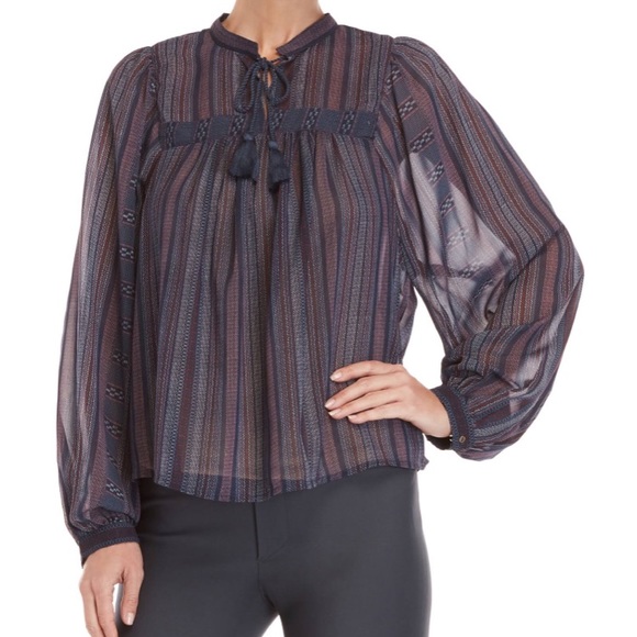 Lucky brand BOHO shear long sleeve blouse - Picture 5 of 7